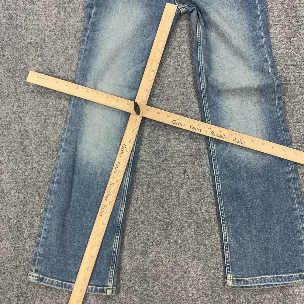 Anthropolgie Pilcro Jeans 26 Blue Light Wash Mid Rise Bootcut Stretch Distressed